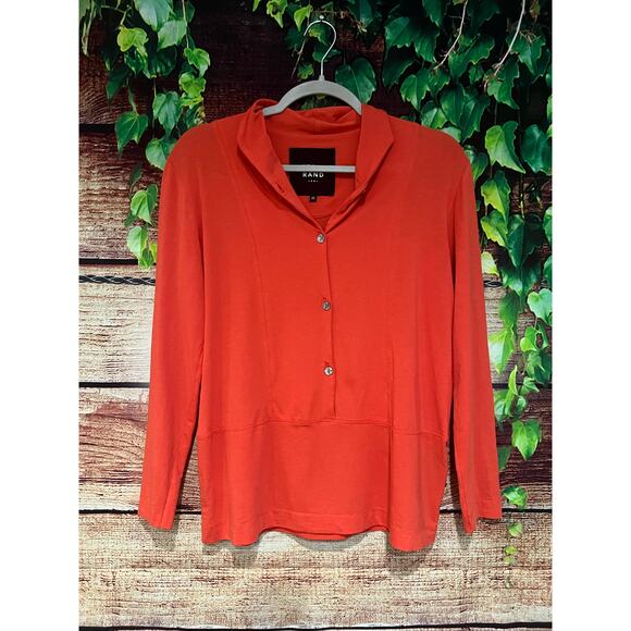 Bitte Kai Rand Long Sleeve Shirt Button-up Womens XS Fits Large Orange Tencel - Picture 1 of 5